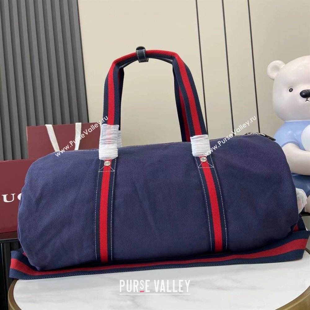 Gucci Mens Printed canvas duffle bag Dark Blue 2025 816866 (XLU-250630085)