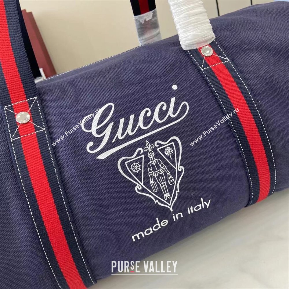 Gucci Mens Printed canvas duffle bag Dark Blue 2025 816866 (XLU-250630085)
