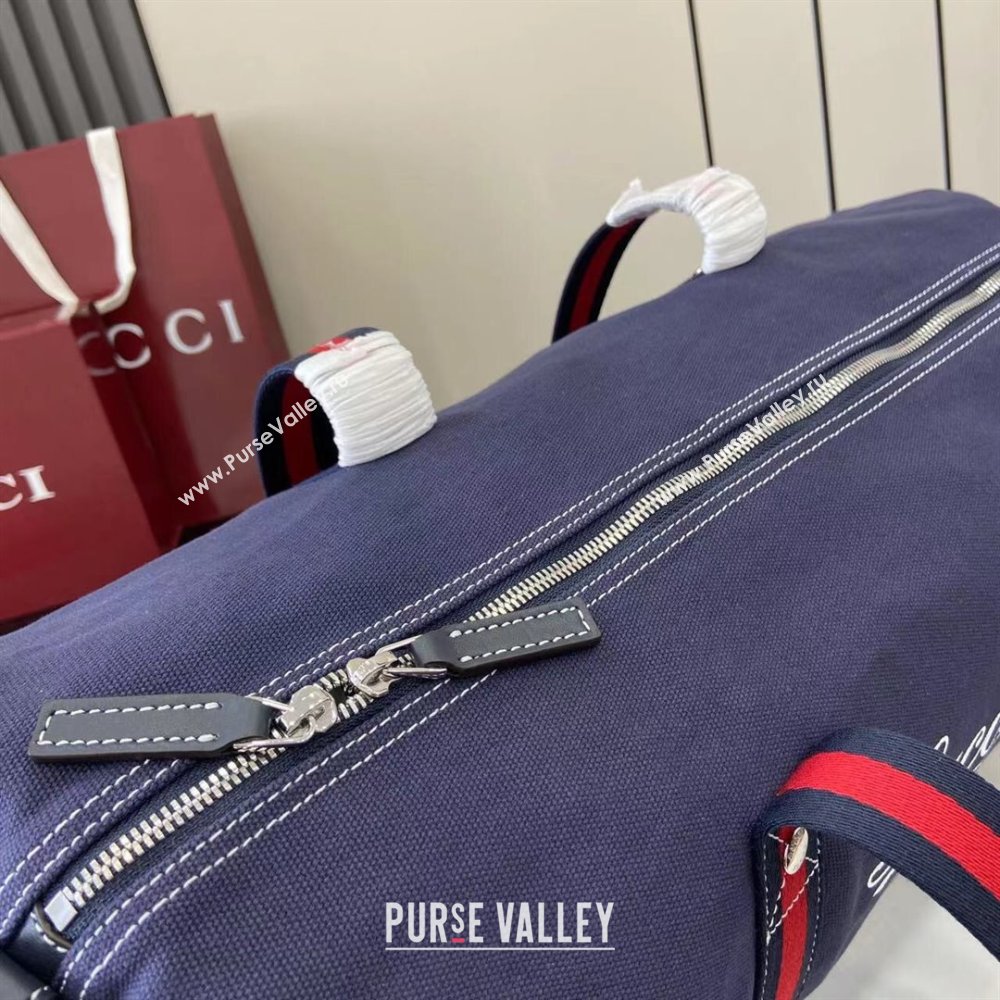 Gucci Mens Printed canvas duffle bag Dark Blue 2025 816866 (XLU-250630085)