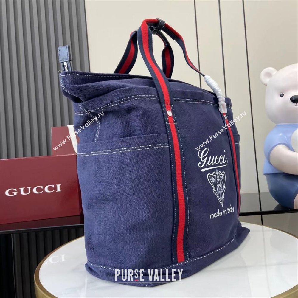 Gucci Mens Printed canvas large tote bag Dark Blue 2025 816863 (XLU-250630083)