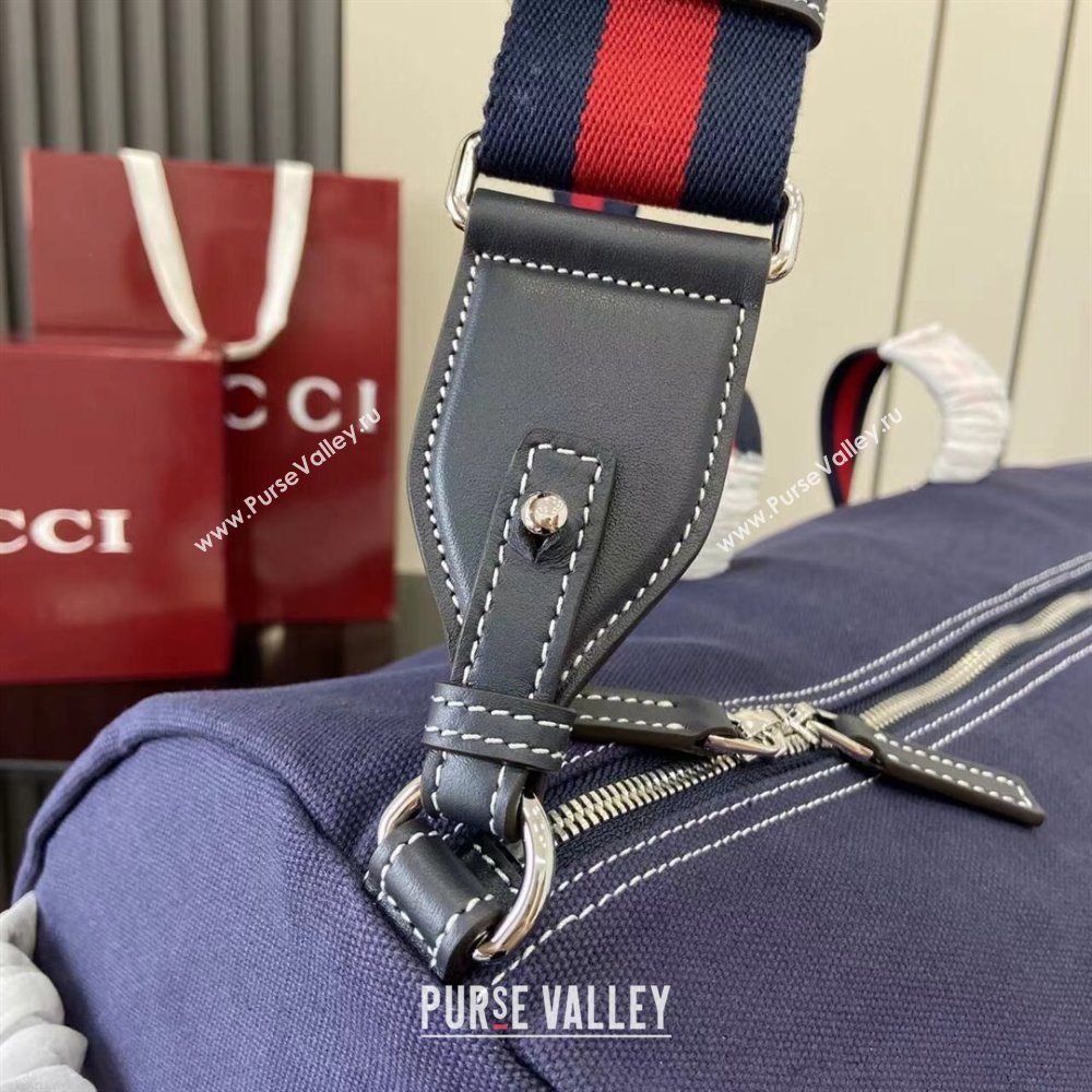 Gucci Mens Printed canvas duffle bag Dark Blue 2025 816866 (XLU-250630085)