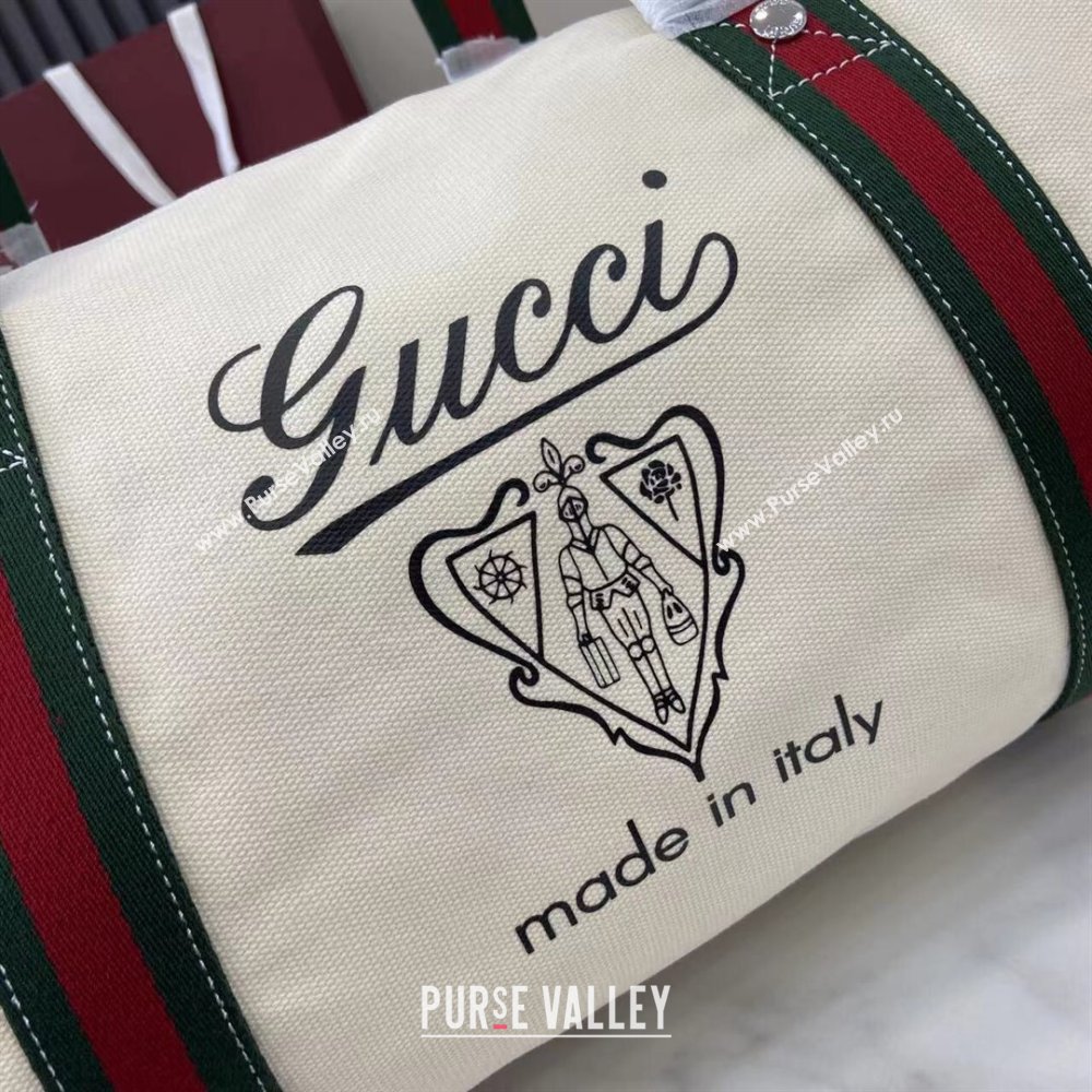 Gucci Mens Printed canvas duffle bag Off White 2025 816866 (XLU-250630086)
