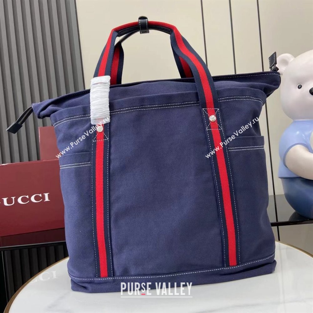 Gucci Mens Printed canvas large tote bag Dark Blue 2025 816863 (XLU-250630083)