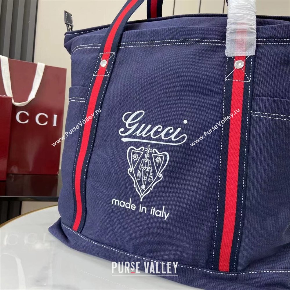 Gucci Mens Printed canvas large tote bag Dark Blue 2025 816863 (XLU-250630083)