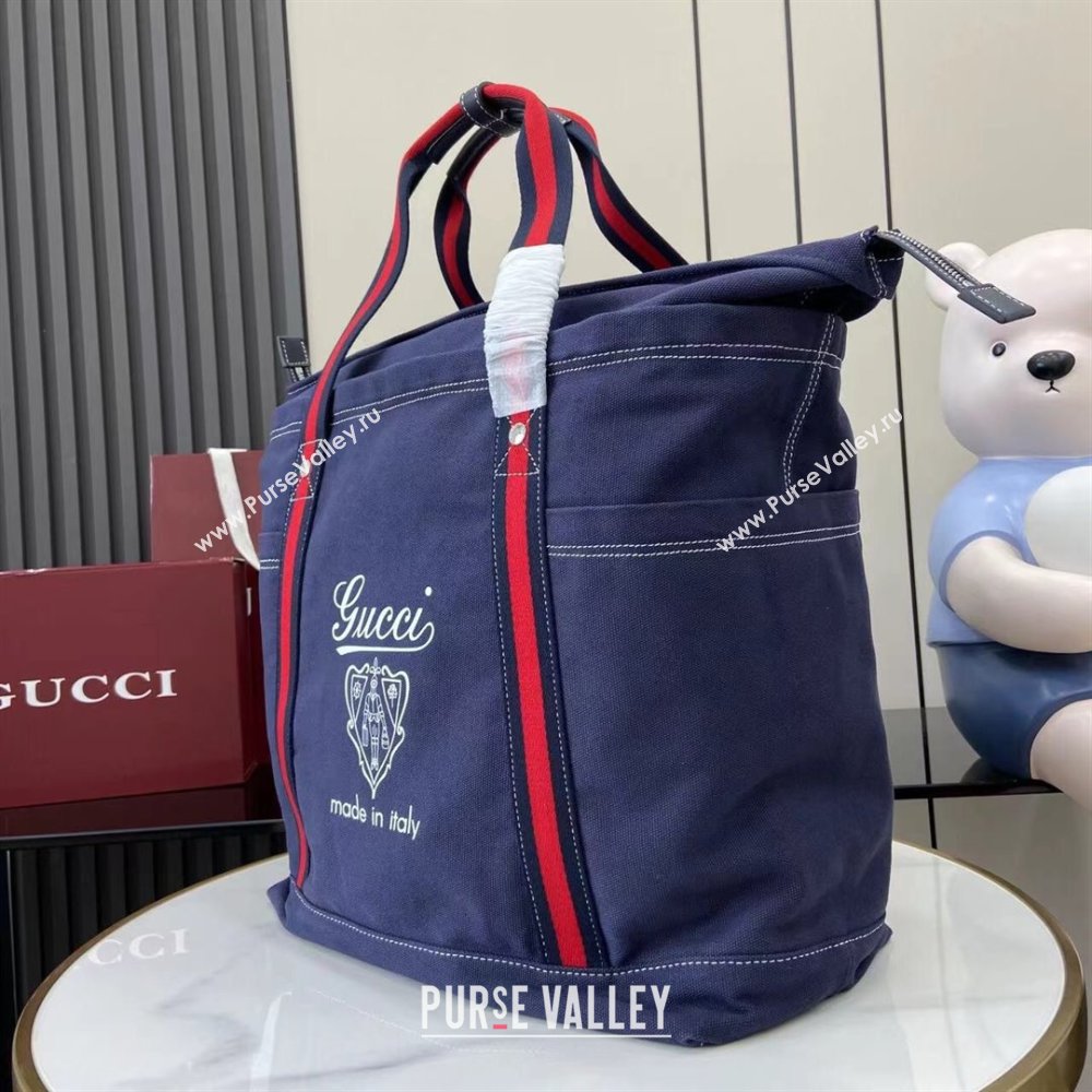 Gucci Mens Printed canvas large tote bag Dark Blue 2025 816863 (XLU-250630083)