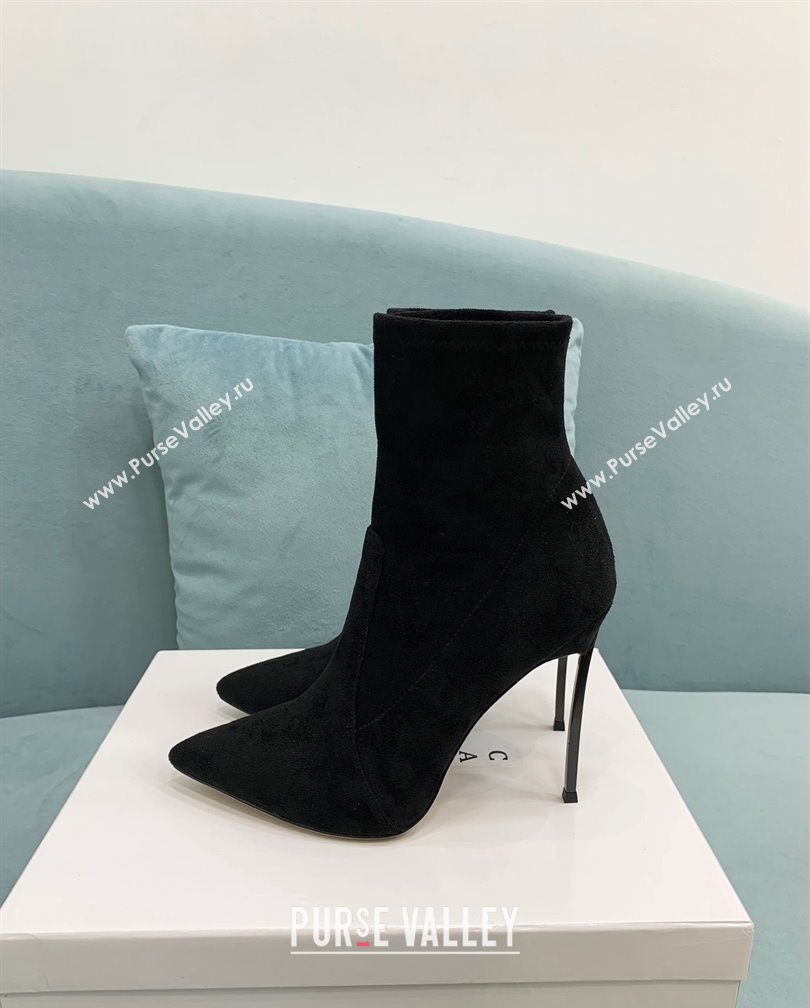 Casadei Blade Ankle Boots 12cm in Suede Black 2024 111201 (KER-241112057)