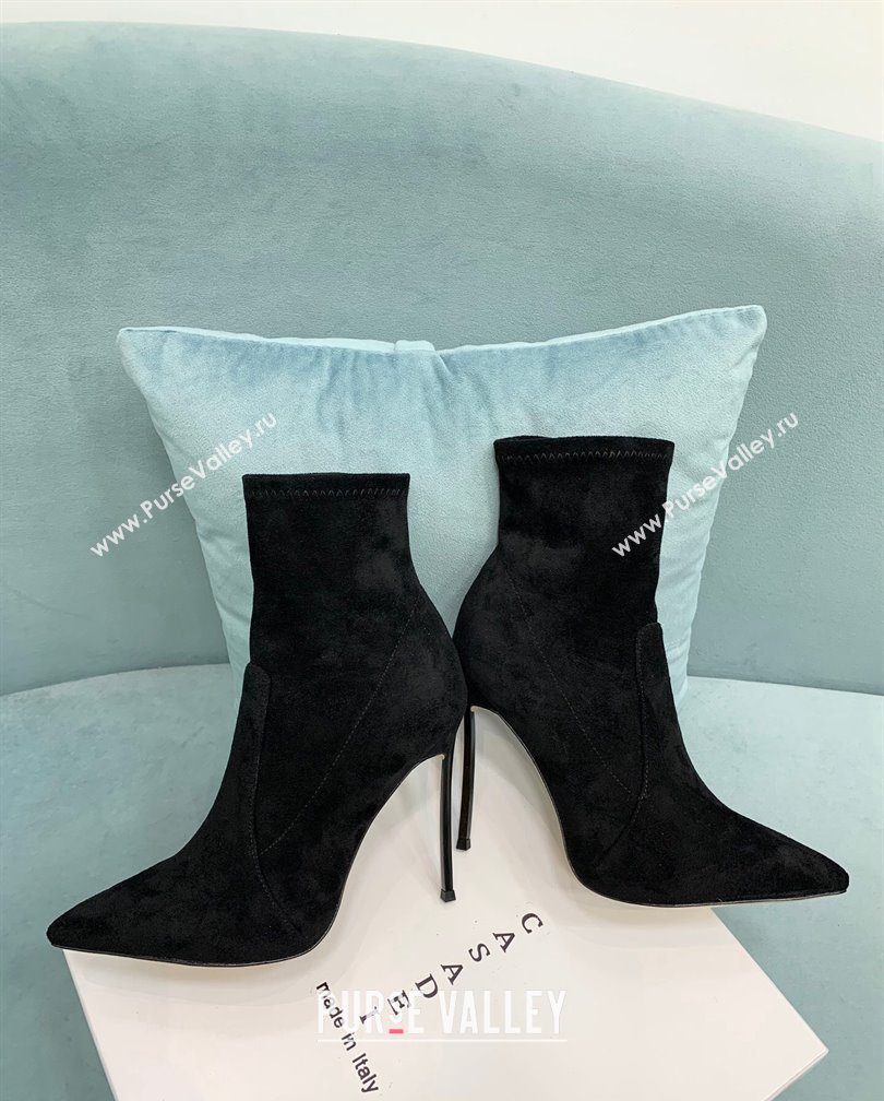 Casadei Blade Ankle Boots 12cm in Suede Black 2024 111201 (KER-241112057)