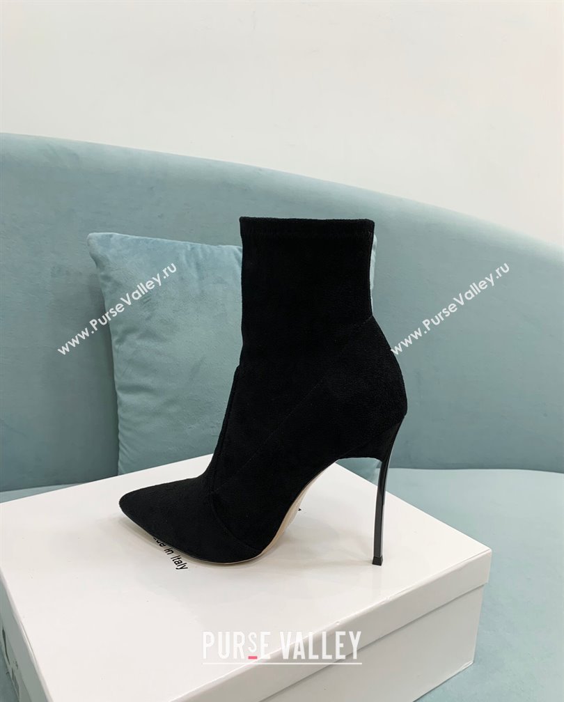 Casadei Blade Ankle Boots 12cm in Suede Black 2024 111201 (KER-241112057)