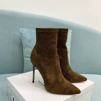 Casadei Blade Ankle Boots 12cm in Suede Brown2 2024 111201 (KER-241112059)