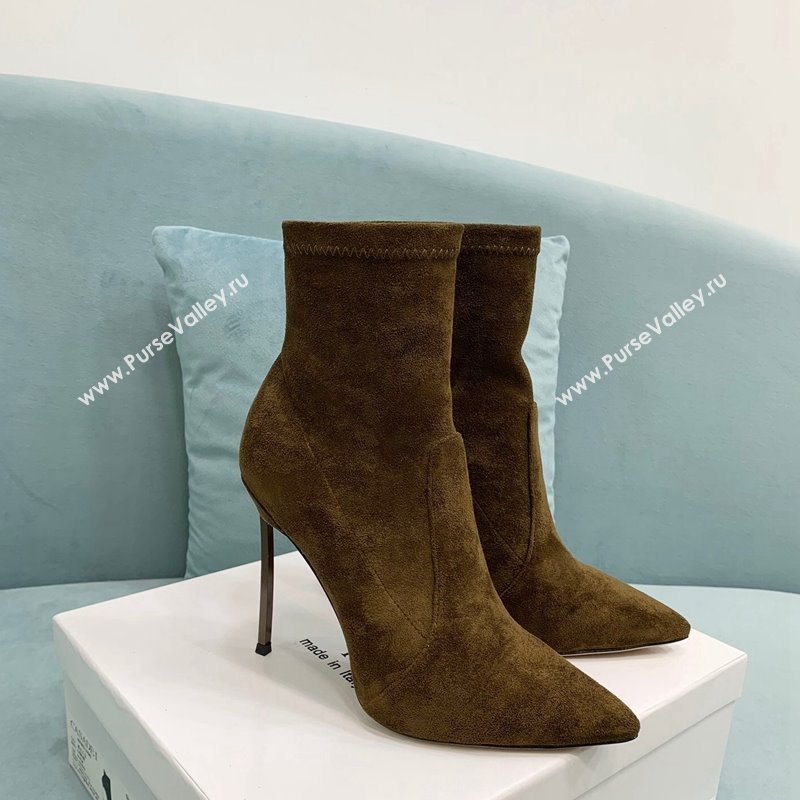 Casadei Blade Ankle Boots 12cm in Suede Brown2 2024 111201 (KER-241112059)