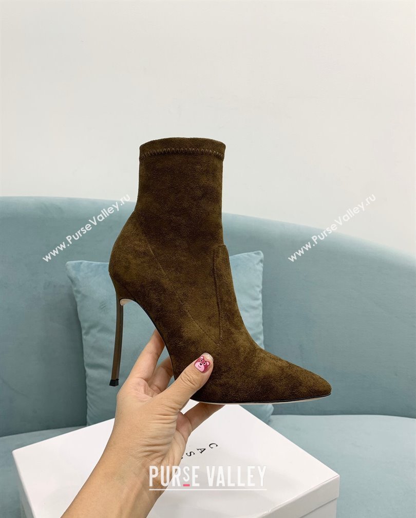 Casadei Blade Ankle Boots 12cm in Suede Brown2 2024 111201 (KER-241112059)