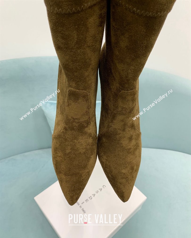 Casadei Blade Ankle Boots 12cm in Suede Brown2 2024 111201 (KER-241112059)