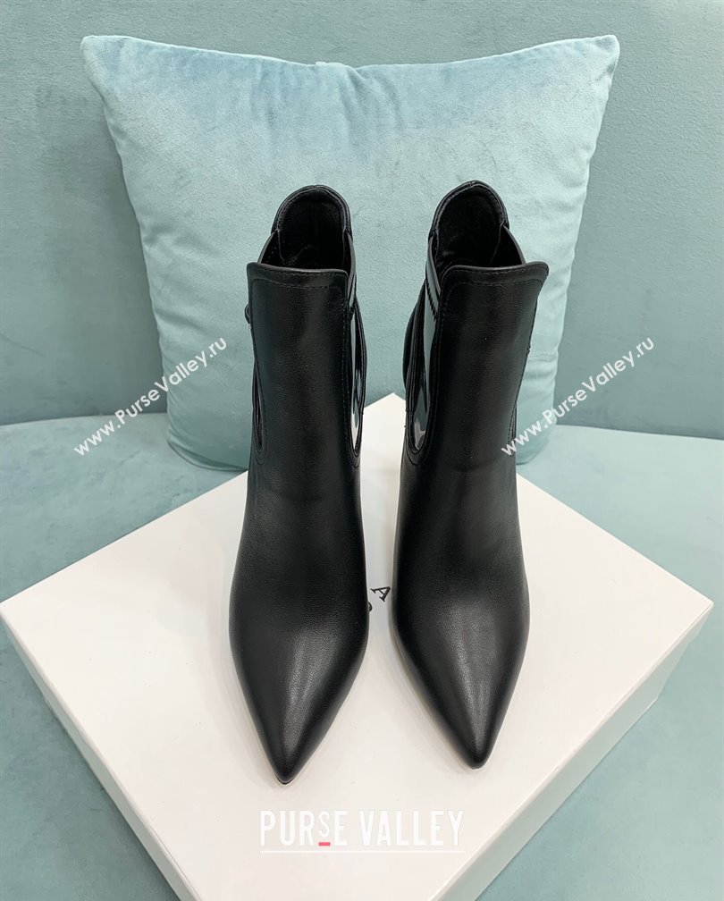 Casadei Blade Double Ankle Boots 12cm in Black Nappa Calfskin Leather with Buckle 2024 (KER-241112052)