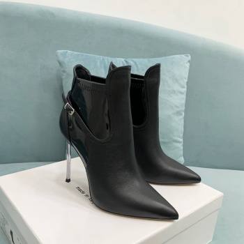 Casadei Blade Double Ankle Boots 12cm in Black Nappa Calfskin Leather with Buckle 2024 (KER-241112052)