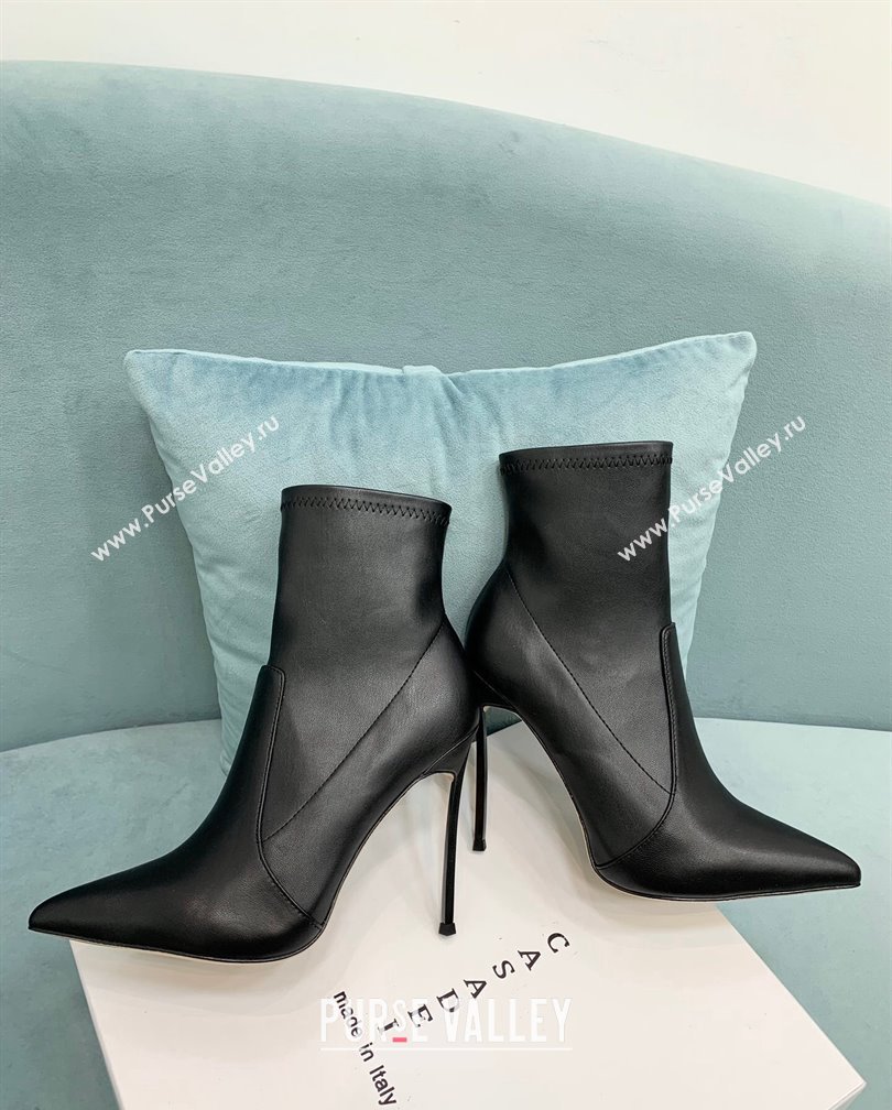 Casadei Blade Ankle Boots 12cm in Black Calfskin Leather 2024 111201 (KER-241112055)