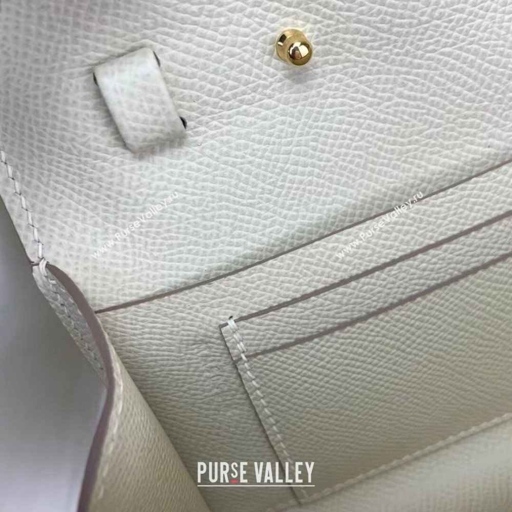 Hermes CHAINE DANCRE To Go Wallet in Original Epsom Leather Milk Shake White/Gold 2024(Full Handmade) (XYA-24121914)