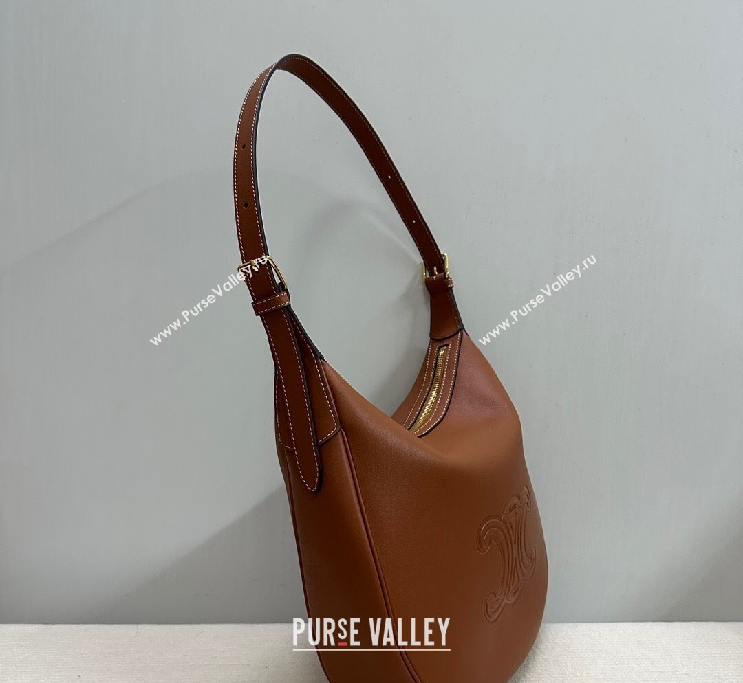 Celine Heloise Hobo Bag in Supple Calfskin Tan Brown 2023 114713 (BL-231101112)