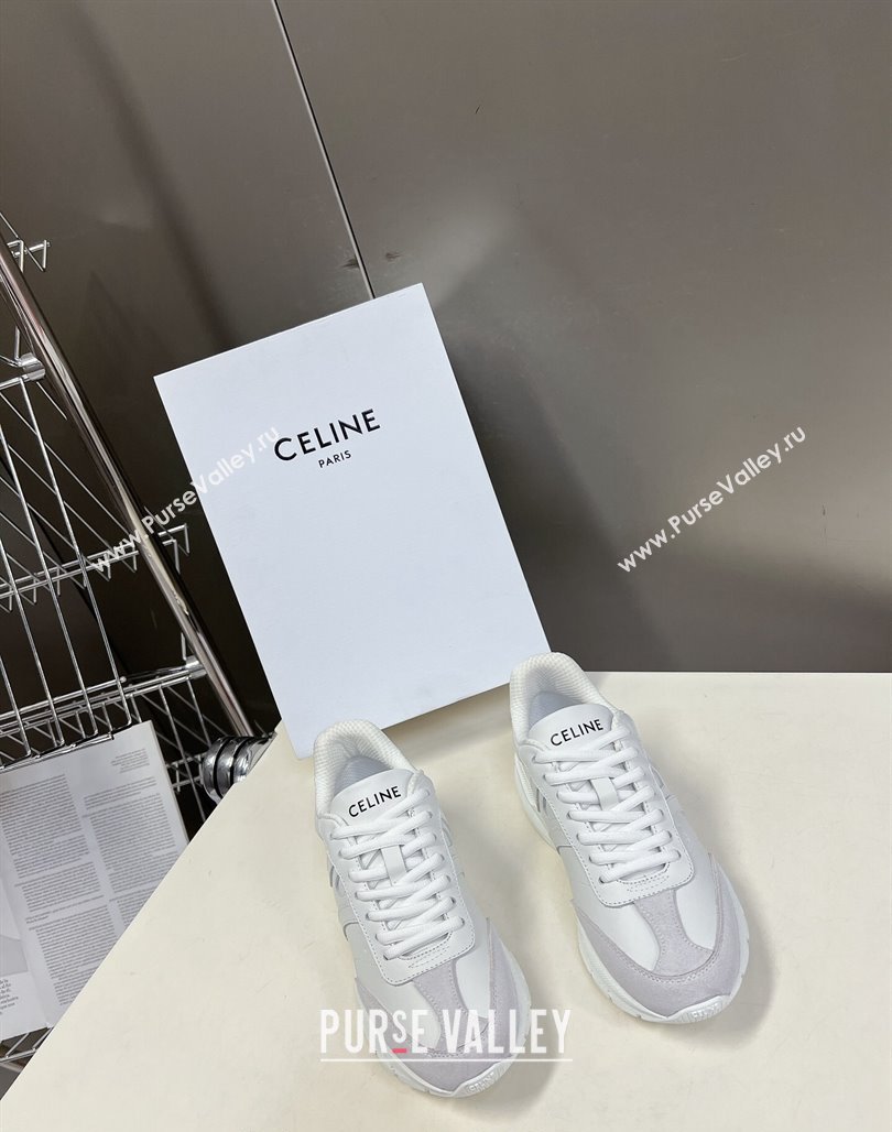 Celine Runner CR-02 Low Lace-up Sneakers in White Calfskin Leather White 2024 (MD-240322018)