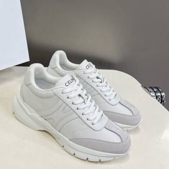 Celine Runner CR-02 Low Lace-up Sneakers in White Calfskin Leather White 2024 (MD-240322018)