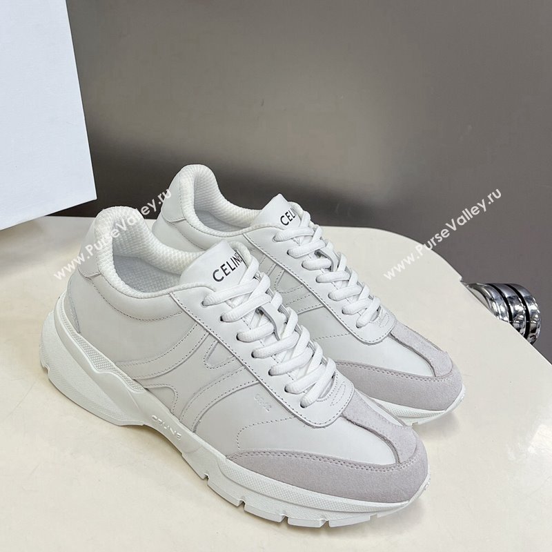 Celine Runner CR-02 Low Lace-up Sneakers in White Calfskin Leather White 2024 (MD-240322018)