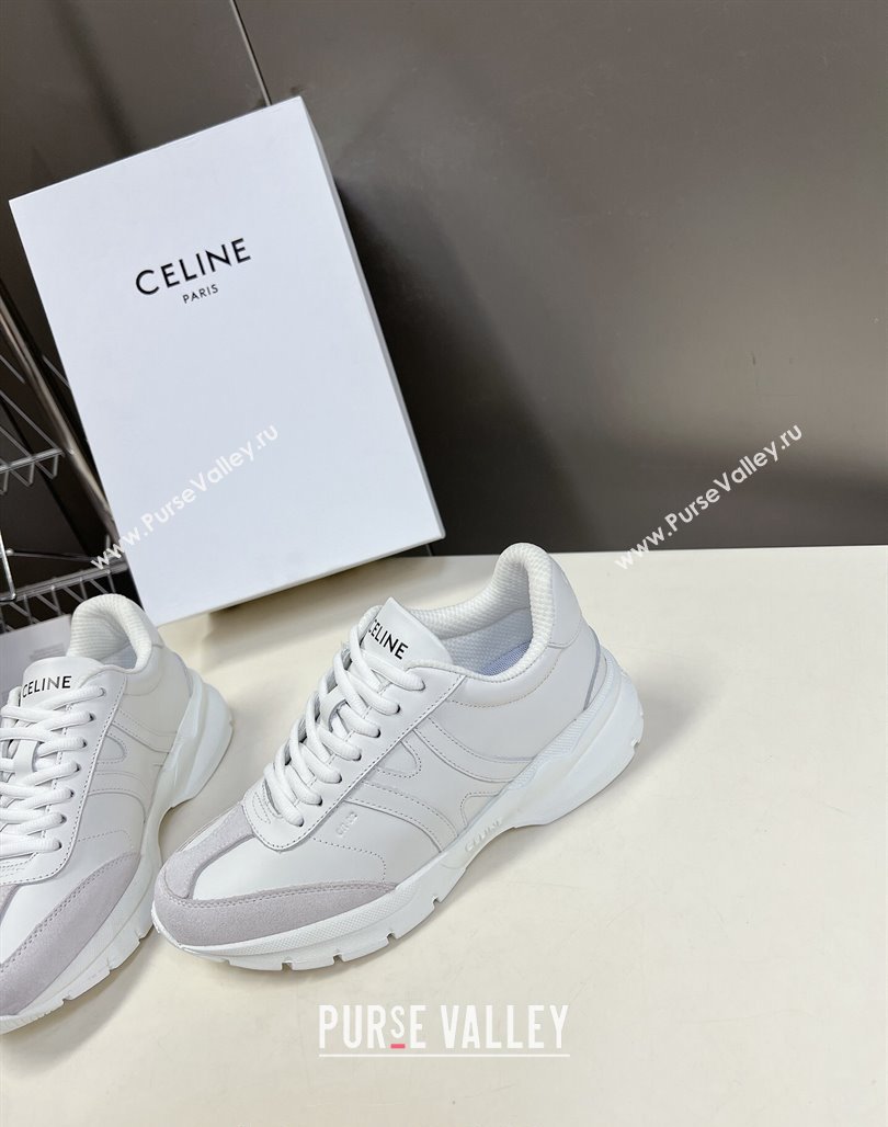 Celine Runner CR-02 Low Lace-up Sneakers in White Calfskin Leather White 2024 (MD-240322018)