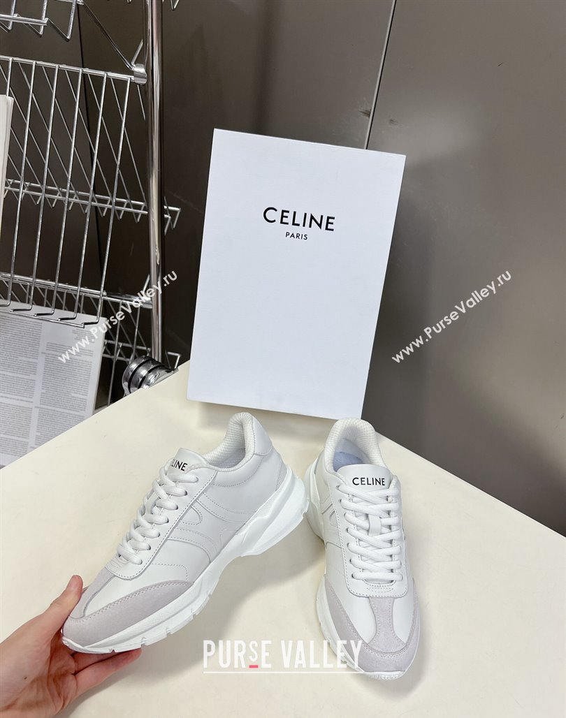 Celine Runner CR-02 Low Lace-up Sneakers in White Calfskin Leather White 2024 (MD-240322018)