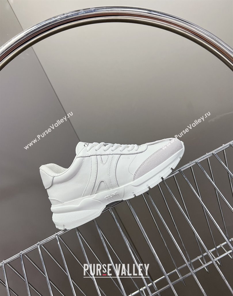 Celine Runner CR-02 Low Lace-up Sneakers in White Calfskin Leather White 2024 (MD-240322018)