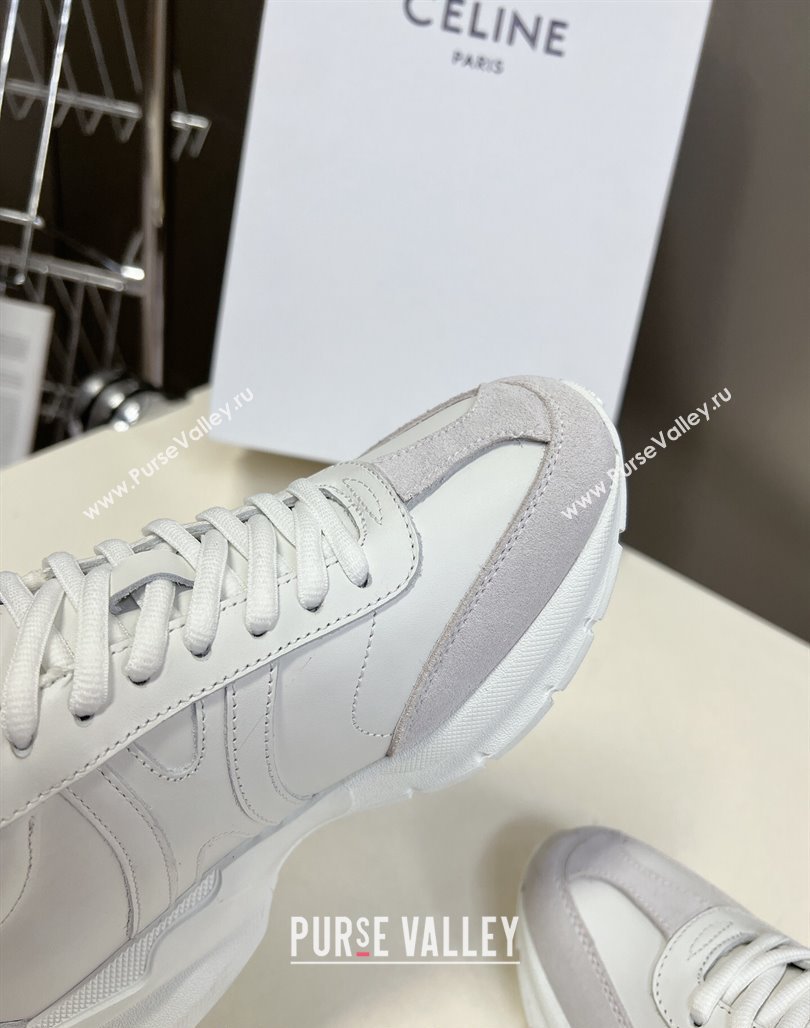 Celine Runner CR-02 Low Lace-up Sneakers in White Calfskin Leather White 2024 (MD-240322018)