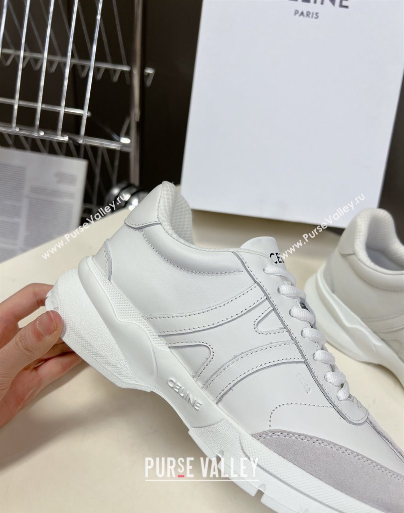 Celine Runner CR-02 Low Lace-up Sneakers in White Calfskin Leather White 2024 (MD-240322018)