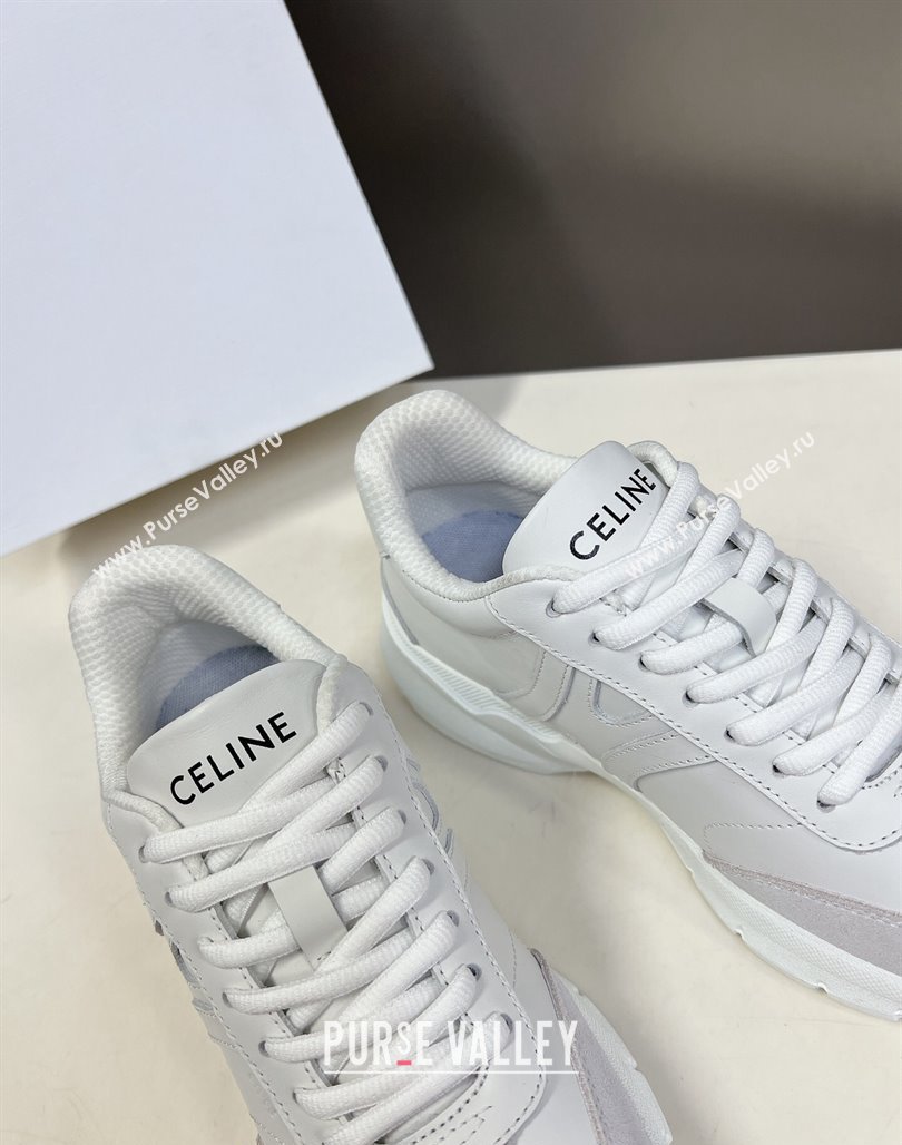 Celine Runner CR-02 Low Lace-up Sneakers in White Calfskin Leather White 2024 (MD-240322018)