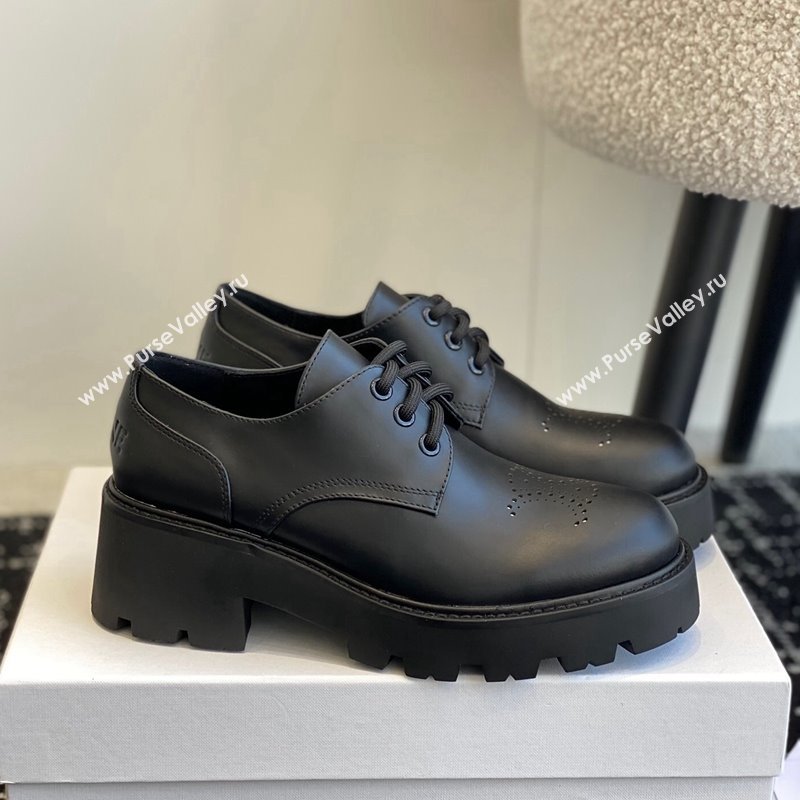 Celine Rangers Derby Loafers with Perforated Triomphe in Polished Calfskin Black 2024 (SS-240322024)