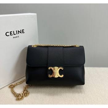 Celine Medium Victoire Shoulder Bag in Supple Calfskin Black/Gold 2024 115853 (BL-240415037)