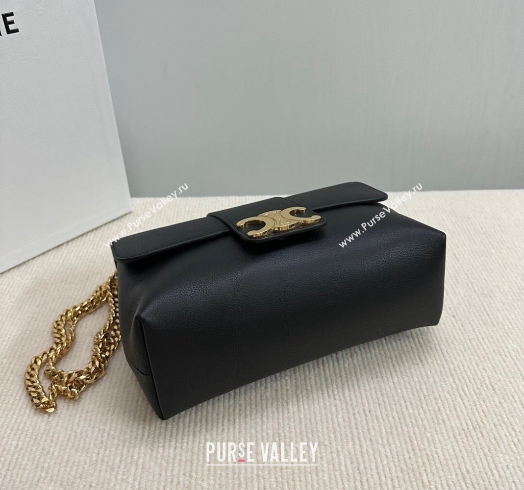 Celine Medium Victoire Shoulder Bag in Supple Calfskin Black/Gold 2024 115853 (BL-240415037)