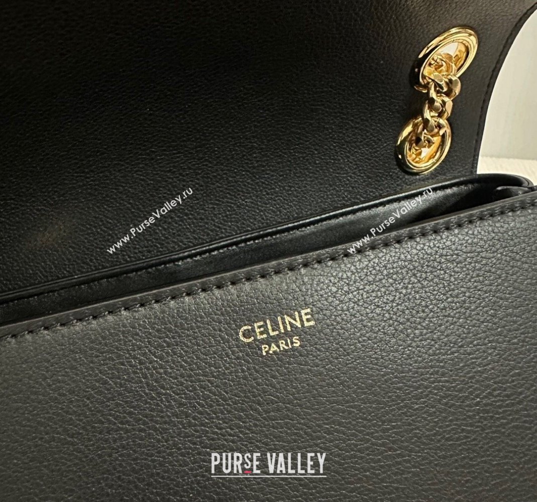 Celine Medium Victoire Shoulder Bag in Supple Calfskin Black/Gold 2024 115853 (BL-240415037)