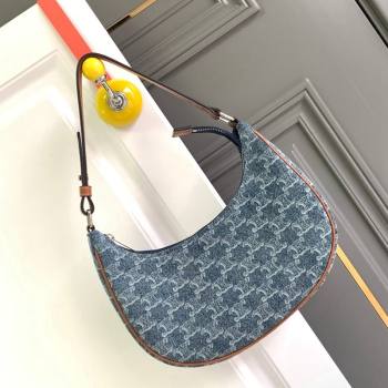 Celine Ava Hobo bag in Triomphe Denim 193952 Blue 2024 (SSZ-240415033)