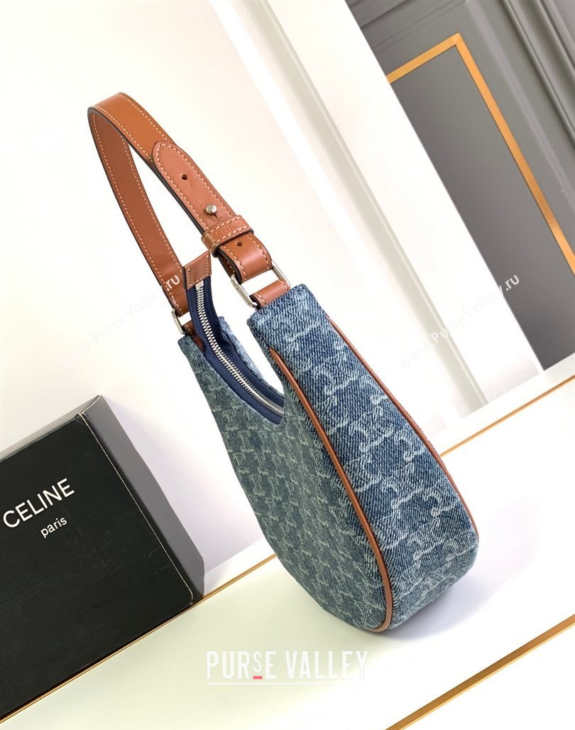 Celine Ava Hobo bag in Triomphe Denim 193952 Blue 2024 (SSZ-240415033)