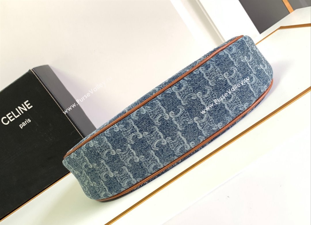 Celine Ava Hobo bag in Triomphe Denim 193952 Blue 2024 (SSZ-240415033)