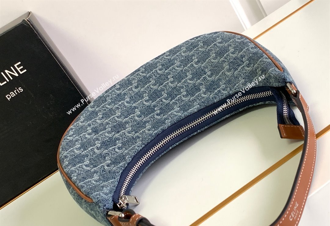 Celine Ava Hobo bag in Triomphe Denim 193952 Blue 2024 (SSZ-240415033)