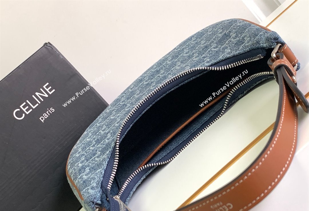 Celine Ava Hobo bag in Triomphe Denim 193952 Blue 2024 (SSZ-240415033)