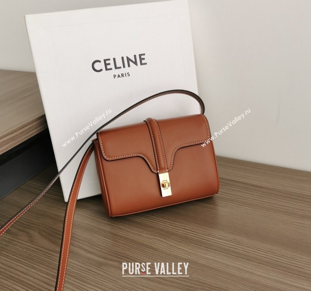 Celine Mini Soft 16 Bag in Calfskin Brown 2024 100352 (BL-240415052)