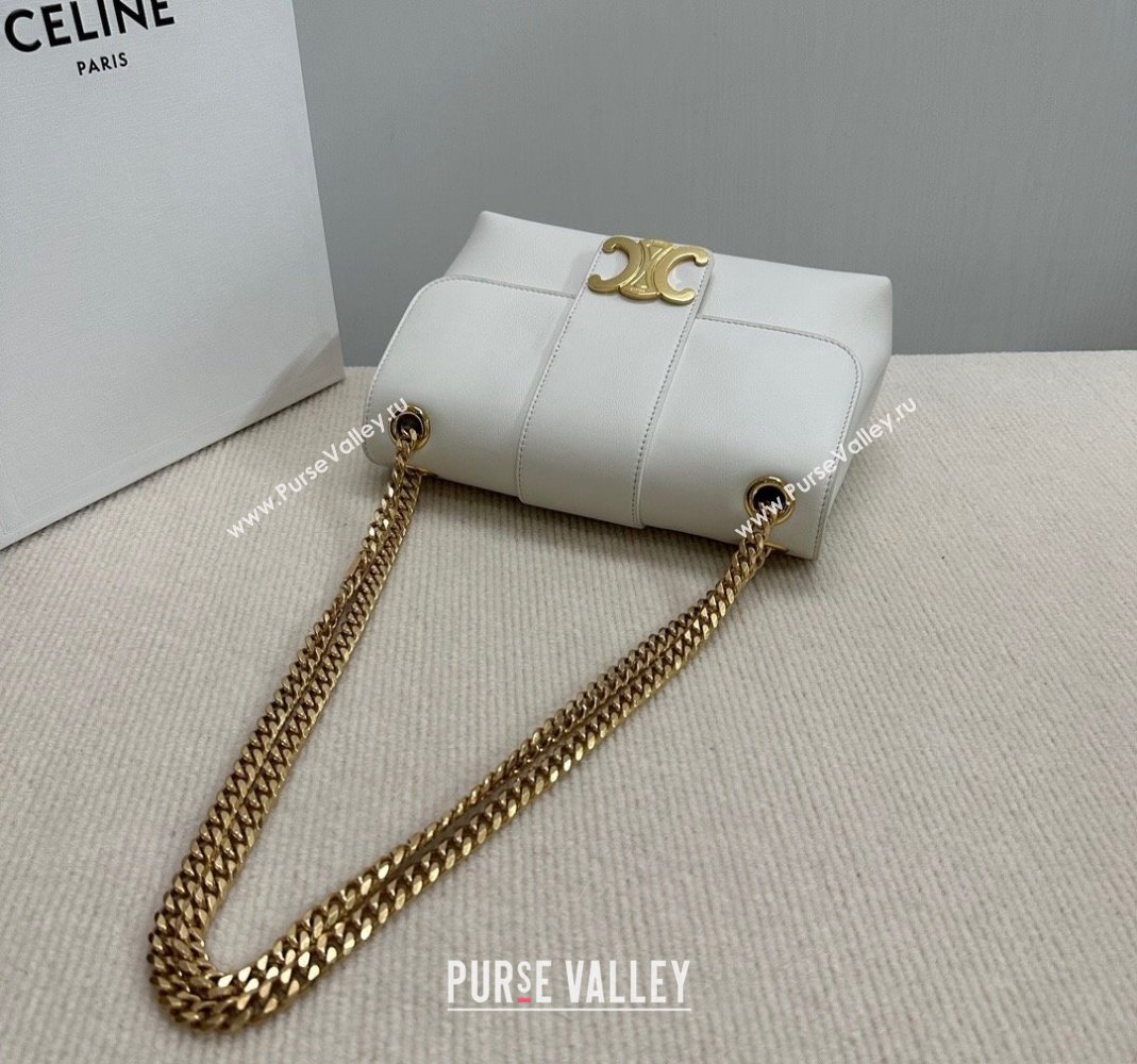 Celine Medium Victoire Shoulder Bag in Supple Calfskin White 2024 115853 (BL-240415034)