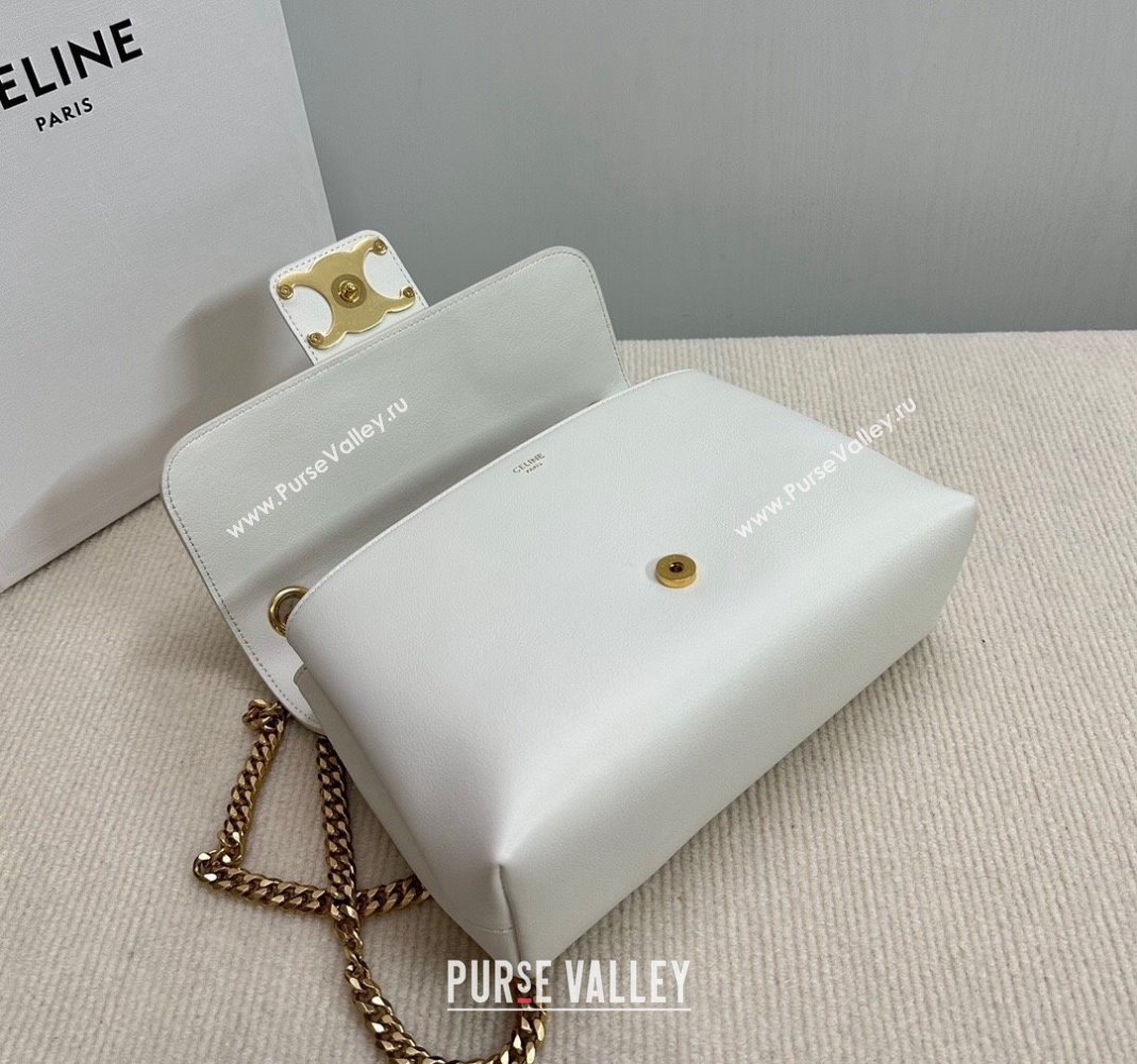 Celine Medium Victoire Shoulder Bag in Supple Calfskin White 2024 115853 (BL-240415034)