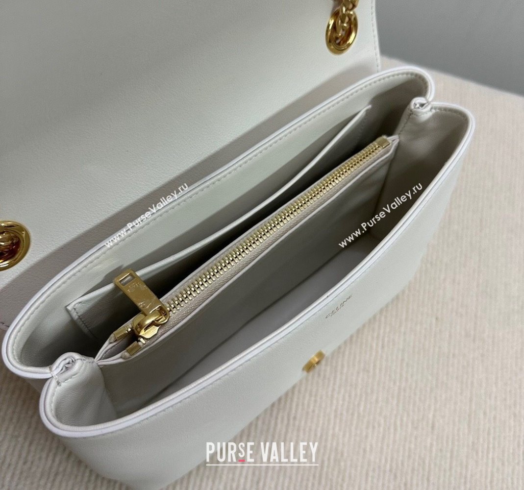Celine Medium Victoire Shoulder Bag in Supple Calfskin White 2024 115853 (BL-240415034)