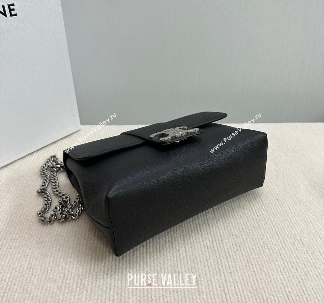 Celine Medium Victoire Shoulder Bag in Supple Calfskin Black/Silver 2024 115853 (BL-240415035)