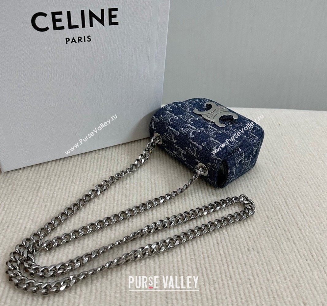 Celine Mini Chain Claude Bag in Triomphe Blue Denim 10L843 2024 (BL-240522080)