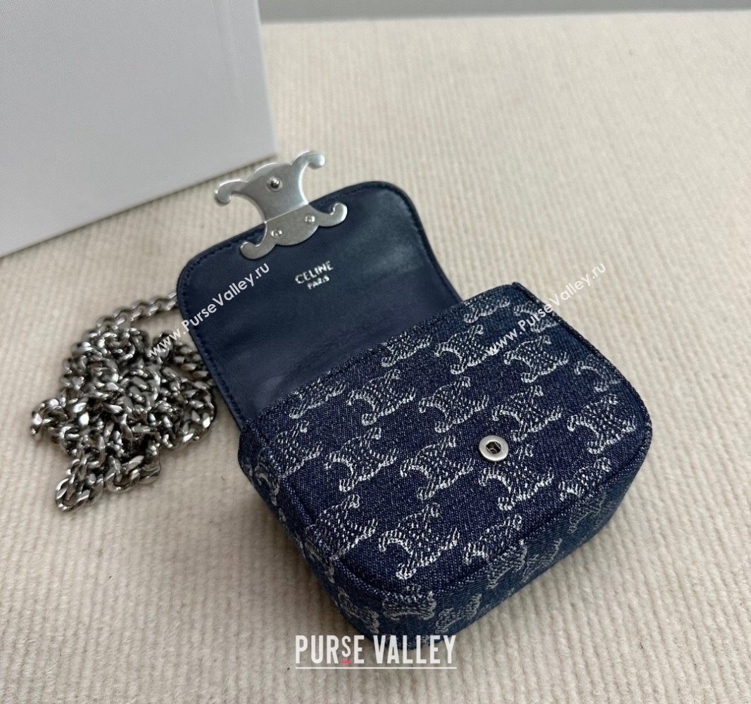 Celine Mini Chain Claude Bag in Triomphe Blue Denim 10L843 2024 (BL-240522080)