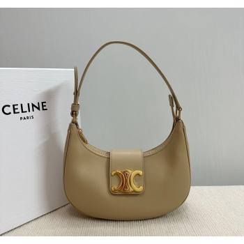 Celine Ava Triomphe Soft Hobo bag in Smooth Calfskin Beige 2024 114493 (BL-240522081)