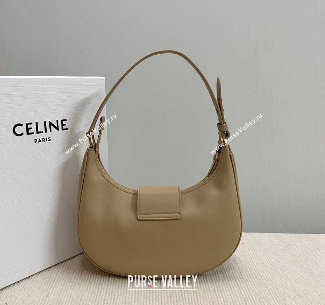 Celine Ava Triomphe Soft Hobo bag in Smooth Calfskin Beige 2024 114493 (BL-240522081)