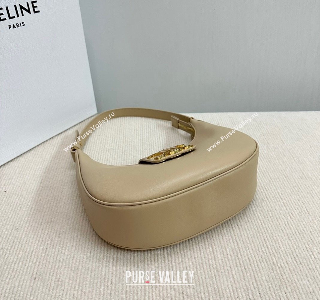 Celine Ava Triomphe Soft Hobo bag in Smooth Calfskin Beige 2024 114493 (BL-240522081)