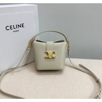 Celine Triomphe Calfskin Mini Bucket bag Light Grey 2024 10K943 (BL-240522082)